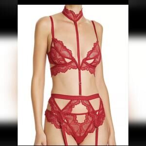 Thistle and Spire Kane Lace Strappy Garter Belt With Removable Choker NWT